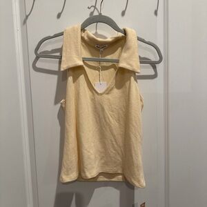 NWT Reformation Chic Yellow Sleeveless Collared Tank Top